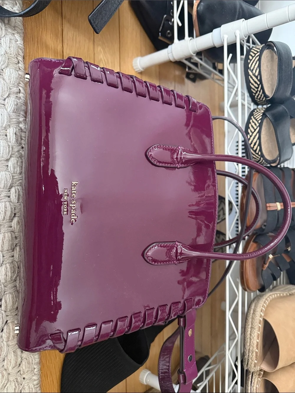 kate spade Glossy Patent Tote in Plum